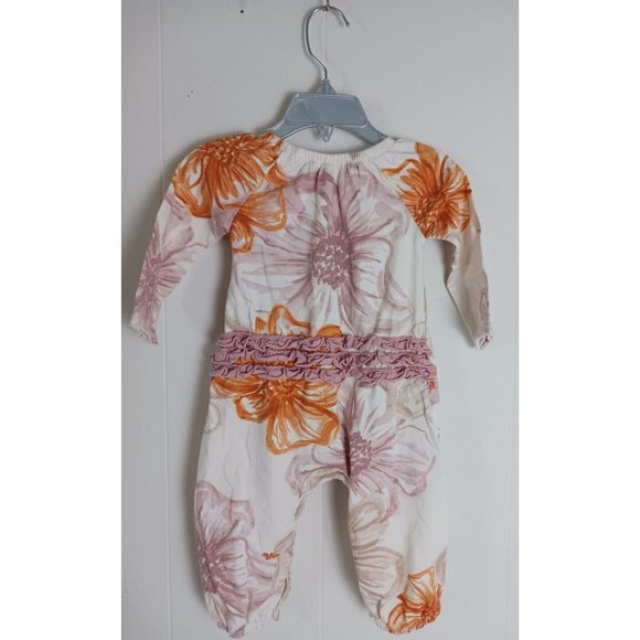 Burts Bee Baby Long Sleeve One Piece Floral Design Romper Girls Size 6-9M - Picture 3 of 8